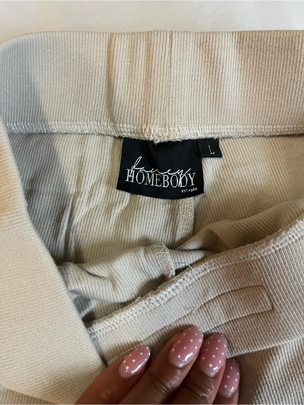 Fancy Homebody Beige Ribbed Tunic Set-Large - Picture 4 of 6